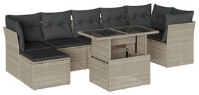 3266752 vidaXL Set mobilier de grădină cu perne, 8 piese gri deschis poliratan