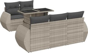 vidaXL Set canapele de grădină cu perne, 6 piese gri deschis poliratan