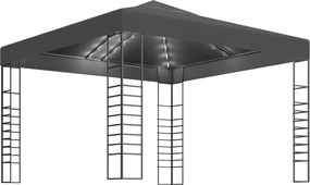 vidaXL Pavilion de grădină cu șiruri de lumini LED, antracit, 3x3 m