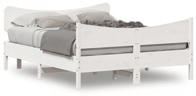 Cadru de pat cu tăblie, alb, 140x200 cm, lemn masiv de pin