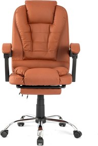 Scaun directorial, Masaj în perna lombară, Suport picioare, Rabatabil, piele PU, Maro Inchis