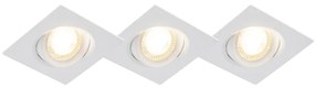 Set de 3 spoturi îngropate albe inclusiv LED reglabil în 3 trepte - Miu