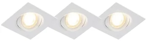 Set de 3 spoturi îngropate albe inclusiv LED reglabil în 3 trepte - Miu