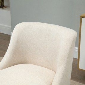 HOMCOM Fotoliu Scandinav Fotoliu confortabil pentru salon Fotoliu pentru dormitor Picioare din lemn masiv captuseala din material de in bej | Aosom Romania