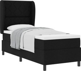 vidaXL Pat cu arcuri cu saltea cu headboard Negru 80 x 200 cm țesătură