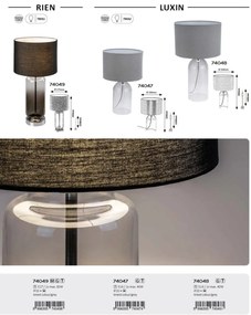 Lampa de masa sticla fumurie abajur gri Luxin