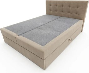 Pat tapițat tip boxspring DIRELIS TRINITY160x200 cm bej Saltea: Saltea cu arcuri Bonell