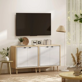 HOMCOM Dulap Modern cu 2 Uși și Raft Reglabil 72x35x77cm Alb și Stejar | Aosom Romania