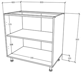 Corp haaus Karo, 2 Usi, Lemn Natural/Alb, 80 x 50 x 80 cm