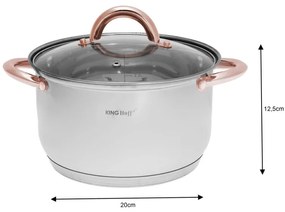 Set oale si tigai Kinghoff KH 1765, 12 h, Inductie, Inox / Golden rose