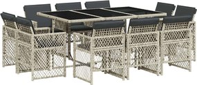 vidaXL Set mobilier de grădină cu perne 11 piese gri deschis poliratan