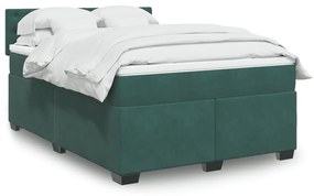 3288669 vidaXL Pat box spring cu saltea, verde închis, 160x200 cm, catifea