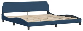 373251 vidaXL Cadru de pat cu tăblie, albastru, 200x200 cm, textil