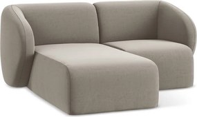 Colțar maro deschis cu tapițerie din catifea (cu colț pe partea stângă/cu șezlong) Lani – Makamii