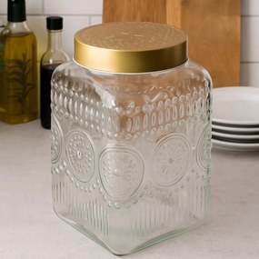 Altom Set de borcane din sticlă cu capac auriu Daisy 2,2 l, 4 buc., 2,2 l