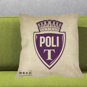 Perna Personalizata Poli Timisoara Fotbal, 40x40 cm, Crem, Husa Detasabila, Perna Inclusa, BEKZ®