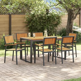 vidaXL Set de dining pentru grădină cu 7 piese din lemn masiv de acacia și metal