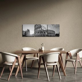 Tablou - Colosseum din Roma, alb-negru (cu ceas) (90x30 cm)