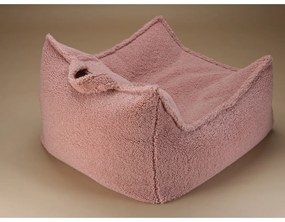 Fotoliu puf pentru copii roz cu tapițerie din țesătură bouclé Chair – Wigiwama