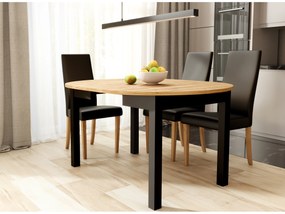 Masă de sufragerie Isiah 02 (Stejar + negru) (pentru 4-8 persoane). 1082831