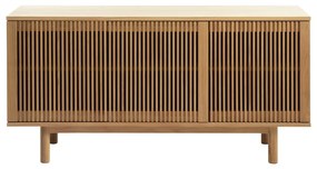 Comodă în culoare naturală joasă cu aspect de lemn de stejar 143x70 cm Tiber – Unique Furniture