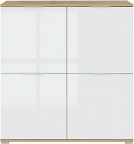 Comoda ZELE KOM4D, alb/stejar wotan, PAL, 104x41x106 cm