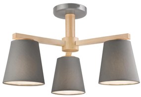 Lustr ELLIE 3xE27/60W/230V, montare pe tavan, gri/fag
