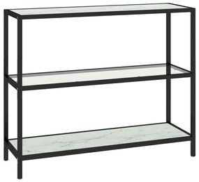 331632 vidaXL Raft, transparent/alb marmură, 100x36x90 cm, sticlă securizată