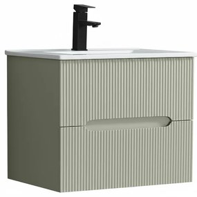 Trent 60 dulap de baie inferior cu chiuvetă ceramică 2 sertare, verde