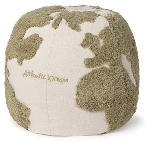 Fotoliu puf pentru copii verde-crem World Map – Lorena Canals