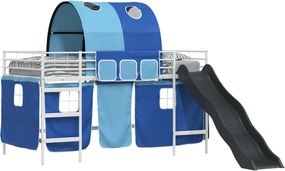 vidaXL Cadru de pat supraetajat pentru copii Alb și albastru Metal