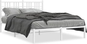 vidaXL Cadru de pat metalic cu tăblie, alb, 120x190 cm