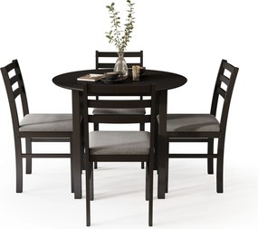 Set TORINO Masă rotundă + 4 scaune Negru / Gri Deschis