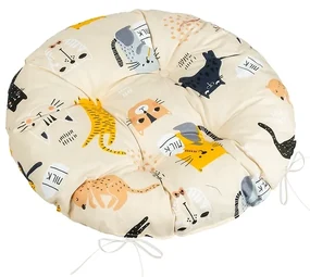 Bellatex Perna de scaun Adéla matlasat rotund Catgalben , 40 x 40 cm