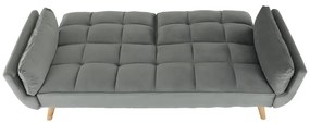 Canapea extensibilă, catifea gri deschis / fag, KAPRERA NEW