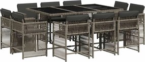 vidaXL Set mobilier de grădină cu perne, 11 piese, gri, poliratan