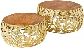 Set de 2 masute design unicat realizate manual Abstract Leaf auriu