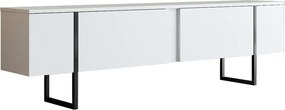 Comoda TV Luxe, alb/negru, PAL/metal, 180x30x50 cm