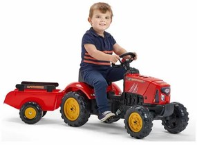Tractor Falk pentru copii, cu pedale si remorca, rosu
