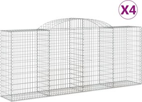 vidaXL Coșuri gabion arcuite 4 buc. 300x50x120/140 cm, fier galvanizat