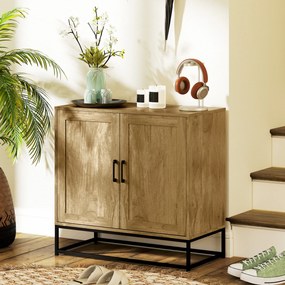 HOMCOM Bufet de Bucătărie cu 2 Nivele și Raft Reglabil, Mobilier din Pal Melaminat și Oțel, 80x40x78 cm, Lemn Natural | Aosom Romania