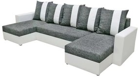 Supermobel Colțar extensibil PRAGA U, 295x133, Kornet 02/Dolaro 511 alb