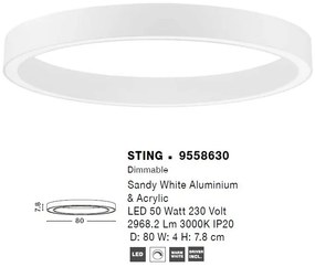 Lustra/Plafoniera LED design slim circular STING White 80cm
