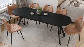 Mazzoni Masă ovală extensibilă ALMO Negru Mat