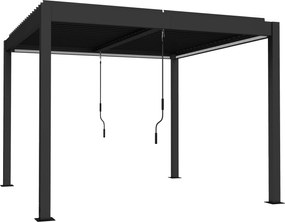 Outsunny Pergolă 3x3 m acoperiș terasă din aluminiu cu iluminare LED, telecomandă, acoperiș cu lamele reglabil | Aosom Romania