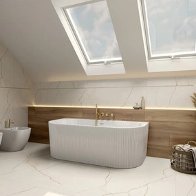 Cada freestanding Rune Birka riflat acril alb lucios 170x80 cm lipitadeperete,BTW