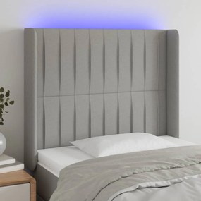 vidaXL Tăblie de pat cu LED, gri deschis, 103x16x118/128 cm, textil