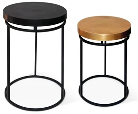 442857 Rousseau Set de mese laterale, 2 piese, „Cameo” metal, negru și auriu