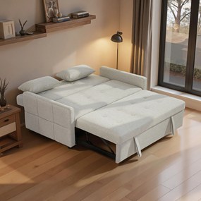 HOMCOM Canapea Pat cu Design Extensibil Clic Clac pentru 2 Locuri - Gri Deschis | Aosom Romania