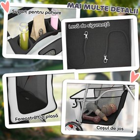 PawHut Cărucior pentru Câini Pliabil cu Husă de Ploaie, Roți Rotative și Pernuță Lavabilă, 77x44x102cm, Gri | Aosom Romania